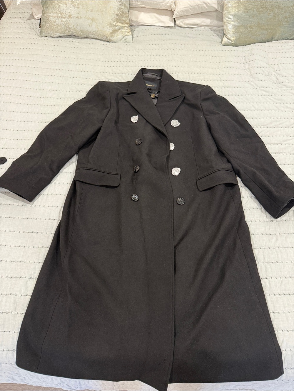 Classic Double-Breasted Black Women's Coat